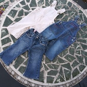 Baby Girls Levi's & 2 Pairs Old Navy Overalls 12MO